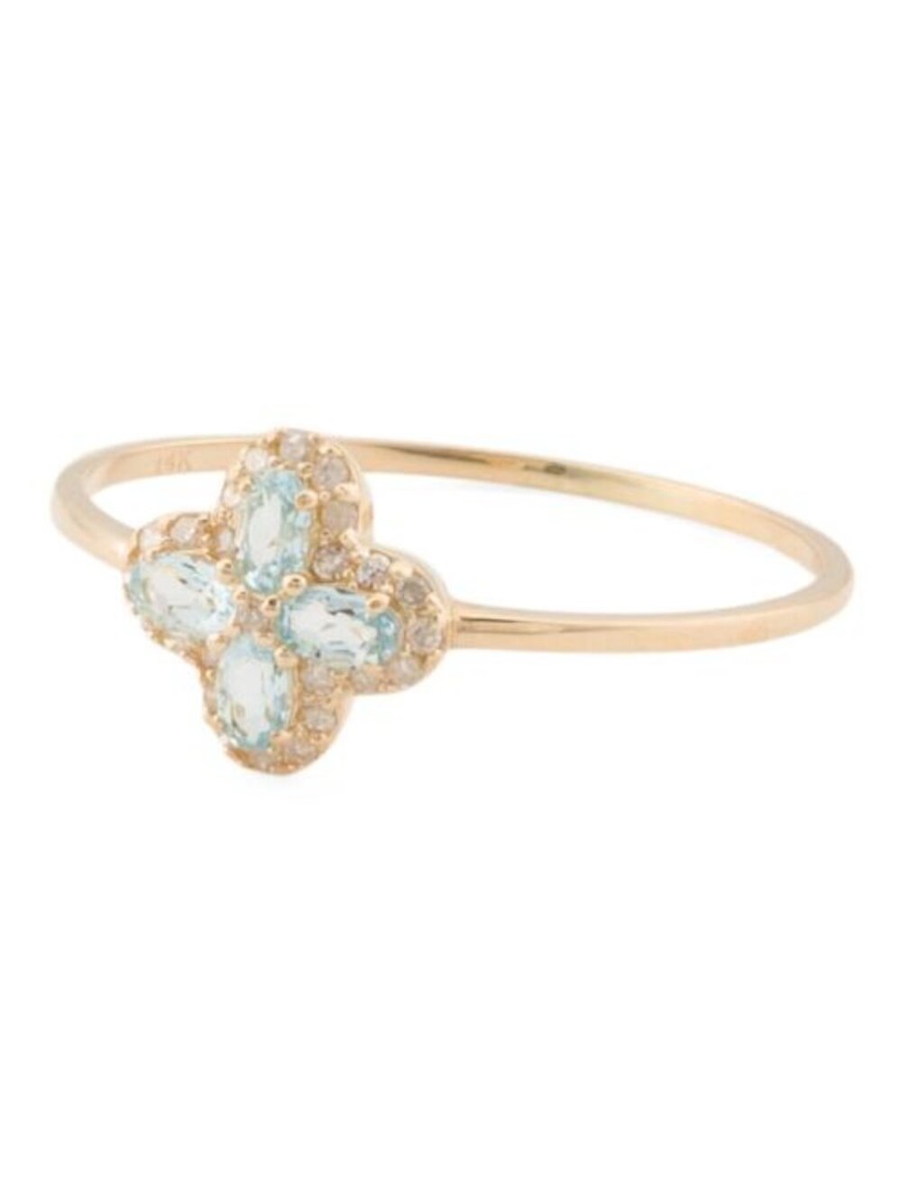 GEMOLIO 14kt Gold Blue Topaz And Diamond Cluster Ring